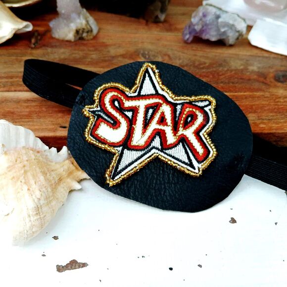 Star Embroidered Beaded Eye Patch, Adjustable Vision Accessory, Ocular, Costume - Picture 4 of 5